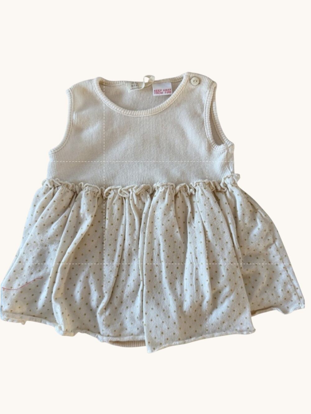 Zara Ribbed Dot Dress Built-In Bloomers Baby Girl 6-9M